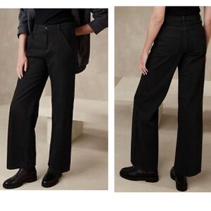 BANANA REPUBLIC Factory Luxe High-Rise‎ Wide Leg Trouser Jean | Black | Size 16